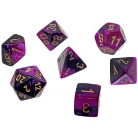 Gemini Mini-Polyedral Black-Purple/Gold 7-Die Set