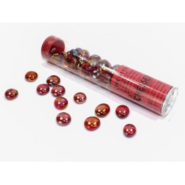 Iridized Crystal Red Glass Stones (40) in 4" Tube