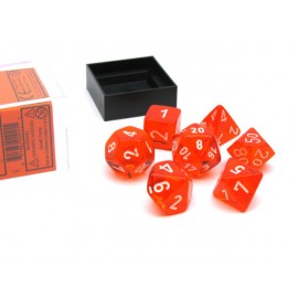 Translucent Polyhedral Orange/white 7-Die Set