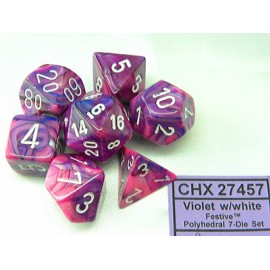 Festive Polyhedral Violet/White 7‑Die set