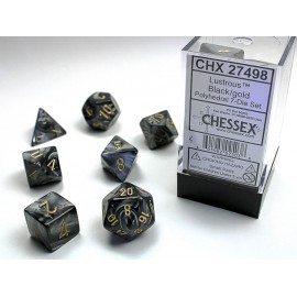 Lustrous Polyhedral Black/Gold 7‑Die set