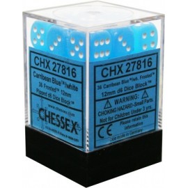 Frosted™ 12mm d6 Caribbean Blue/White Dice Block (36)
