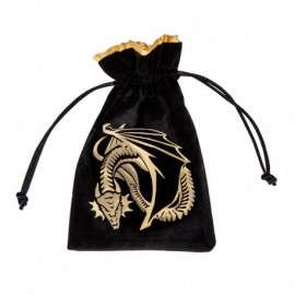 Dragon Black & Golden Velours Dice Bag