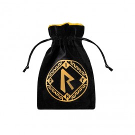 Runic Black & Golden Velour Dice Bag
