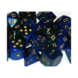 Gemini Polyhedral 7-Die Sets - Blue-Green w/gold