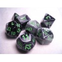 Gemini Polyhedral 7-Die Sets - Black-Grey w/green