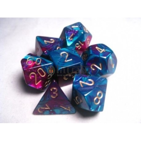 Gemini Polyhedral 7-Die Sets - Purple-Teal w/gold