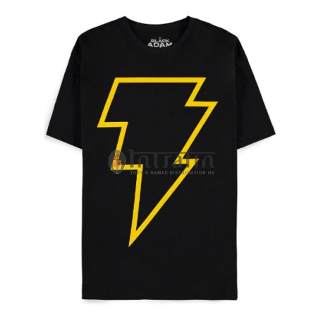 Black Adam Lightning Bolt- Black Short Sleeved T-shirt LARGE